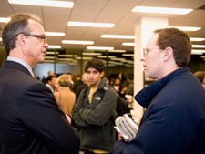 After delivering the Kellogg Distinguished Lecture on Nov. 17, professor and journalist James B. Stewart continued the discussion about the U.S. economic crisis with Kellogg School students.