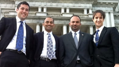 NuMat Technologies’ leadership team, left to right: Ben Hernandez ’13, Tabrez Ebrahim ’13, Omar Farha and Chris Wilmer 