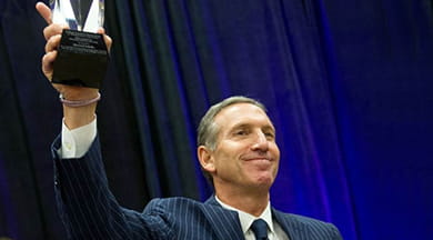 Starbucks CEO Howard Schultz received the 2013 Kellogg Award of Distinguished Leadership on May 20.