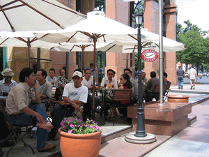 Outside seating at Highland Coffee in Vietnam