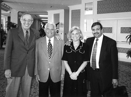 Dean Emeritus Donald Jacobs and Dean Dipak Jain with Kellogg School supporters Harry Grandis and daughter Nancy Grandis Whit