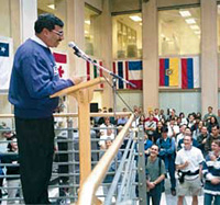 Dean Jain addresses students