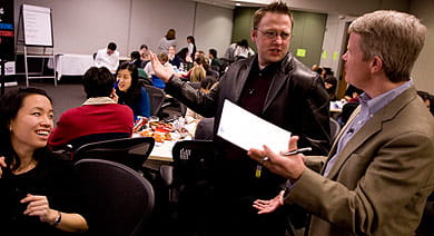 Prof. Calkins and Prof. Rucker at the 2009 Super Bowl Advertising Review
