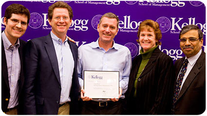 Robert Albright ’09, Prof. Tim Feddersen, 2009 Beacon Capital Executive in Residence John Wood '89, Prof. Liz Howard, and Former Dean Dipak C. Jain