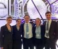 The winning team (L-R): Holly O’Dell, Kaleigh Ross, Cody Fischer, Tanya Pramatarova, and Jackson Edwards (all ’14)