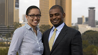 Husband-and-wife team of Susan Edwards '10 (left) and Varsay Sirleaf '10 work on bringing investment opportunities to Africa.