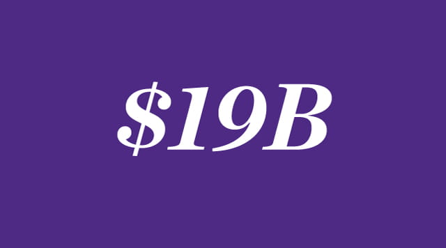 $19 billion on a purple background
