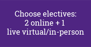 Choose 2 electives: 2 online + 1 live virtual/in-person