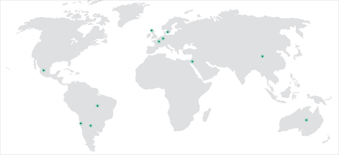 Global map indicating locations of the exchange programs