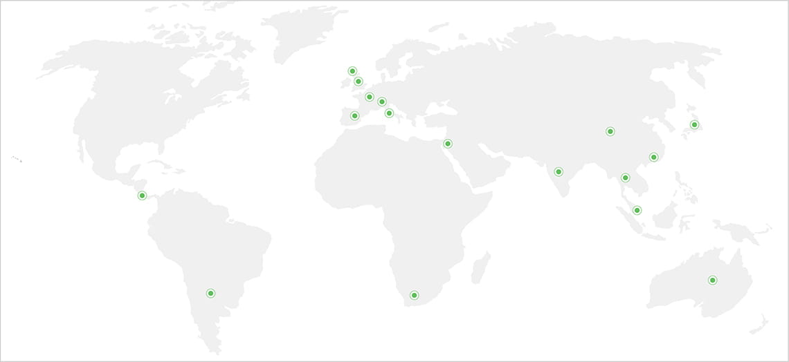 Map with points indicating Full-Time Exchange participating schools