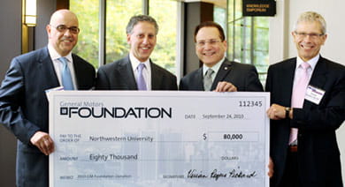 McCormick School Dean Julio M. Ottino; Northwestern University Provost Daniel I. Linzer; Alan Taub, vice president of GM Global Research & Development; and Kellogg School Senior Associate Dean David Austen-Smith.