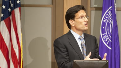 “We must ensure fairness at every level of the economic ladder,” U.S. House Majority Leader Eric Cantor told Kellogg students Oct. 28.