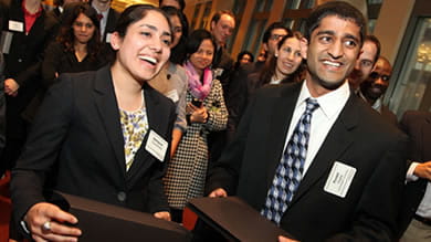 Sachpreet Chandhoke (left) and Puneet Gupta, both ’11, took first place at the 2011 International Impact Investing Challenge in New York City on April 8.