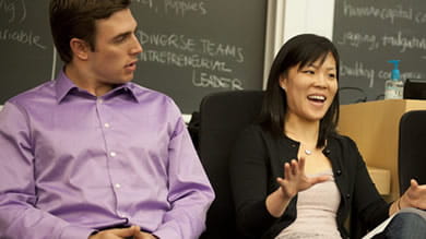 Students should join clubs that can give them value — and lead clubs where they can add value, says Jesse Loubier ’12 (left), the executive vice president of clubs and finance for the Kellogg Student Association.