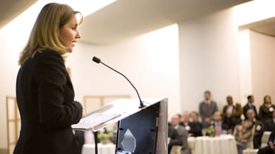 Gloria Guevara ’09, Mexico’s secretary of tourism, was the keynote speaker at the Kellogg IMPACT Series event in Mexico City.