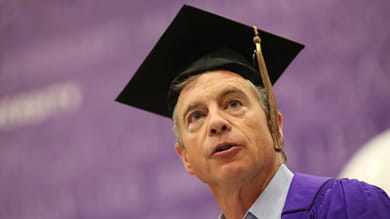 Robert Eckert '77, former CEO of Mattel, opened the second day of CIM Week with a keynote speech that challenged students to make business a source of good. 