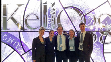 The winning team (L-R): Holly O’Dell, Kaleigh Ross, Cody Fischer, Tanya Pramatarova, and Jackson Edwards (all ’14)