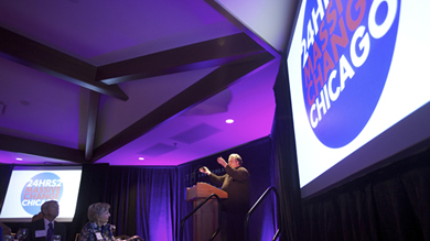 Bruce Mau, founder of Bruce Mau Design and a distinguished fellow at McCormick's Segal Design Institute, delivered the dinner's keynote address. 