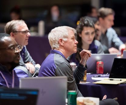 Students and faculty attending an event