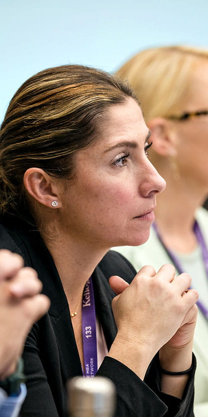 Kellogg Executive MBA student listening during class