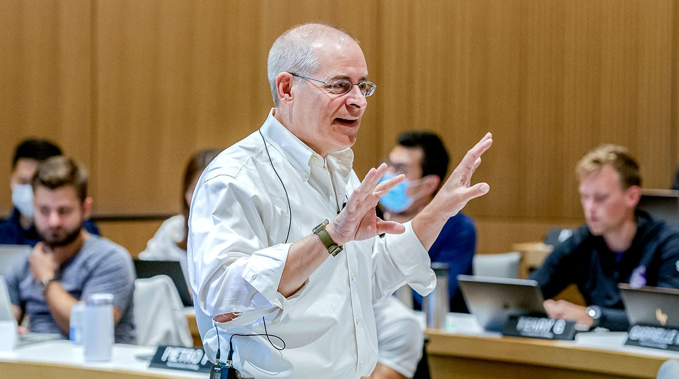 A Kellogg professor speaking during a lecture