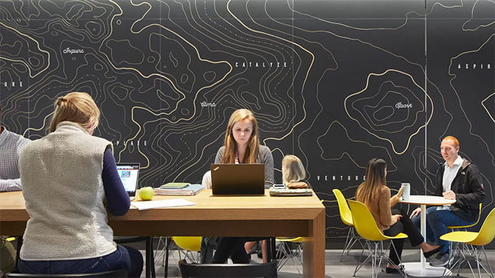 The interior of the Global Hub's café