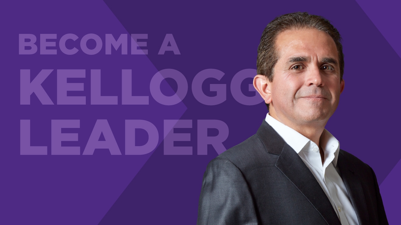 Become a Kellogg Leader headline beside headshot of Kellogg alum Daniel Gamba