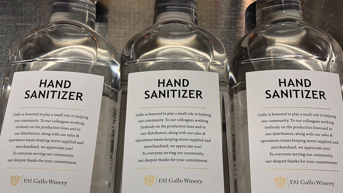 The Gallo Winery moves to produce hand sanitizer for its staff during COVID-19.