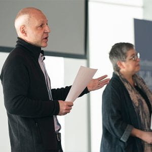 Professors Klaus Weber and Megan Kashner at ClimateCAP 2022