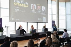 Industry experts participate in a panel discussion on "Climate as Strategy"