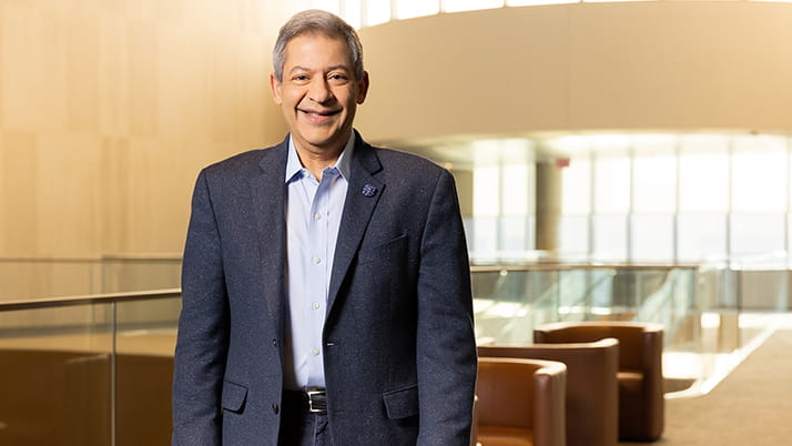 Kellogg professor Noshir Contractor, pictured at the Global Hub at the Evanston campus
