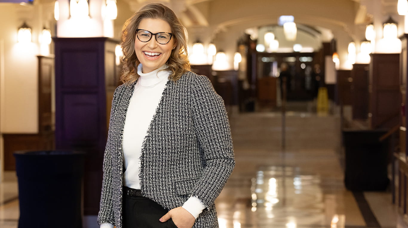 Kellogg student Christine Cornellier, pictured in Kellogg's downtown Chicago campus