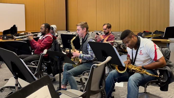 Student musicians rehearse for the annual Special K! musical show