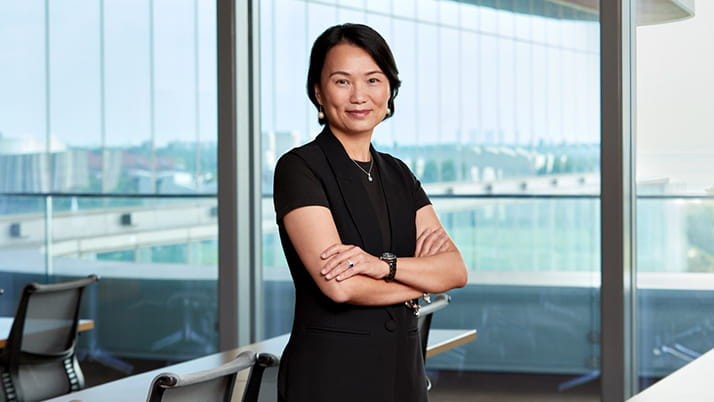 Alumna Joey Wat pictured in the Kellogg Global Hub