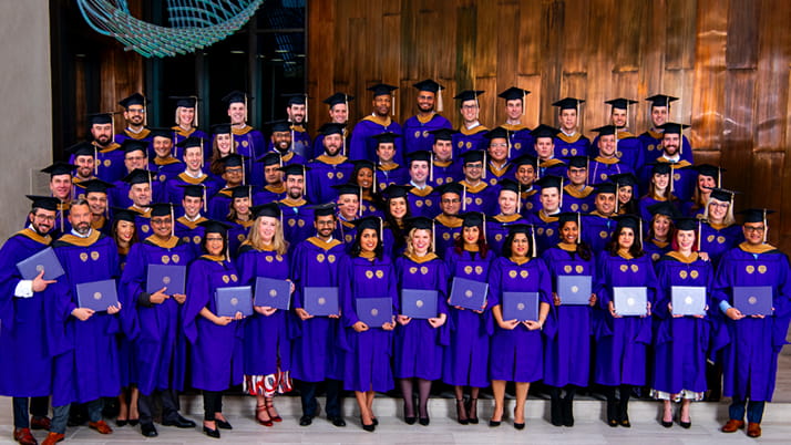 Kellogg graduate Ajay Kumar Gautam on graduation day with his graduating class