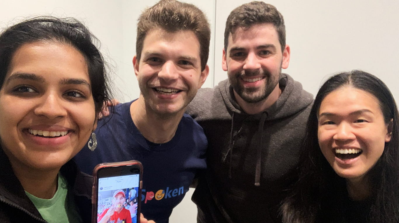 Kellogg alumnus David Waldinger ’22 MBA with his team at BeSpoken Language