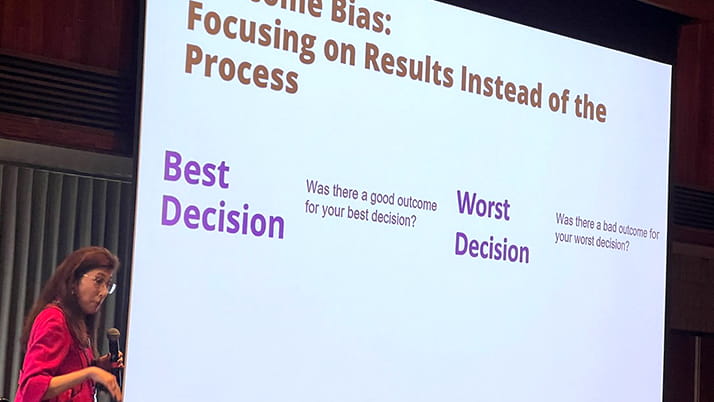 Professor Gail Berger discussing the role of bias in decision making