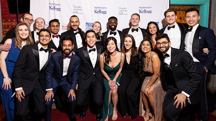 Kellogg MBA student Luis E Cerro Chiang and other students at formal event