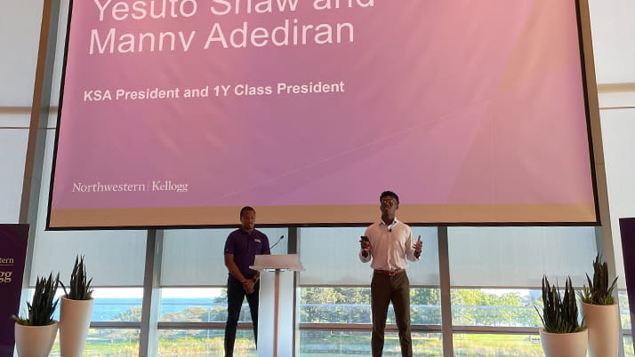 Kellogg MBA student Manny Adediran serves as 1Y's class president