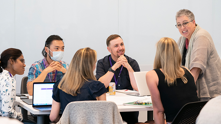 Professor Megan Kashner with Kellogg students during Social Impact Days