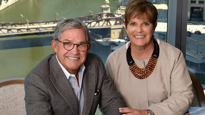 Janet and Craig Duchossois donors of a scholarship for veterans at Kellogg 