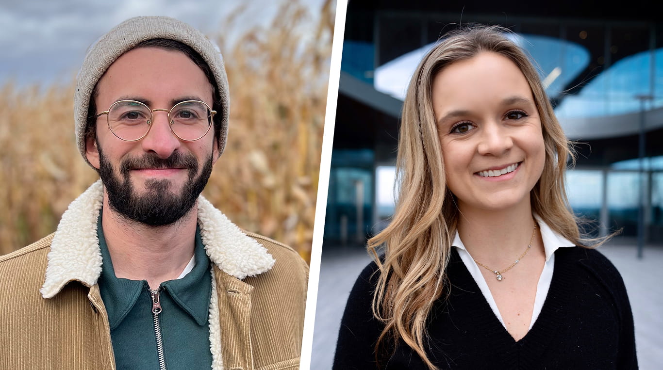 Jake Reiner ’23 and Katie Williamson ’23, two students within the MBAi program at Kellogg