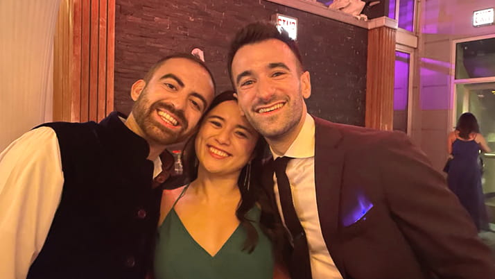 Anais Engel, an MBA student, with two of her peers