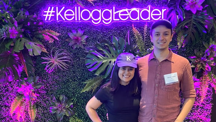 Anais, a Kellogg Leader, with her partner in the Global Hub