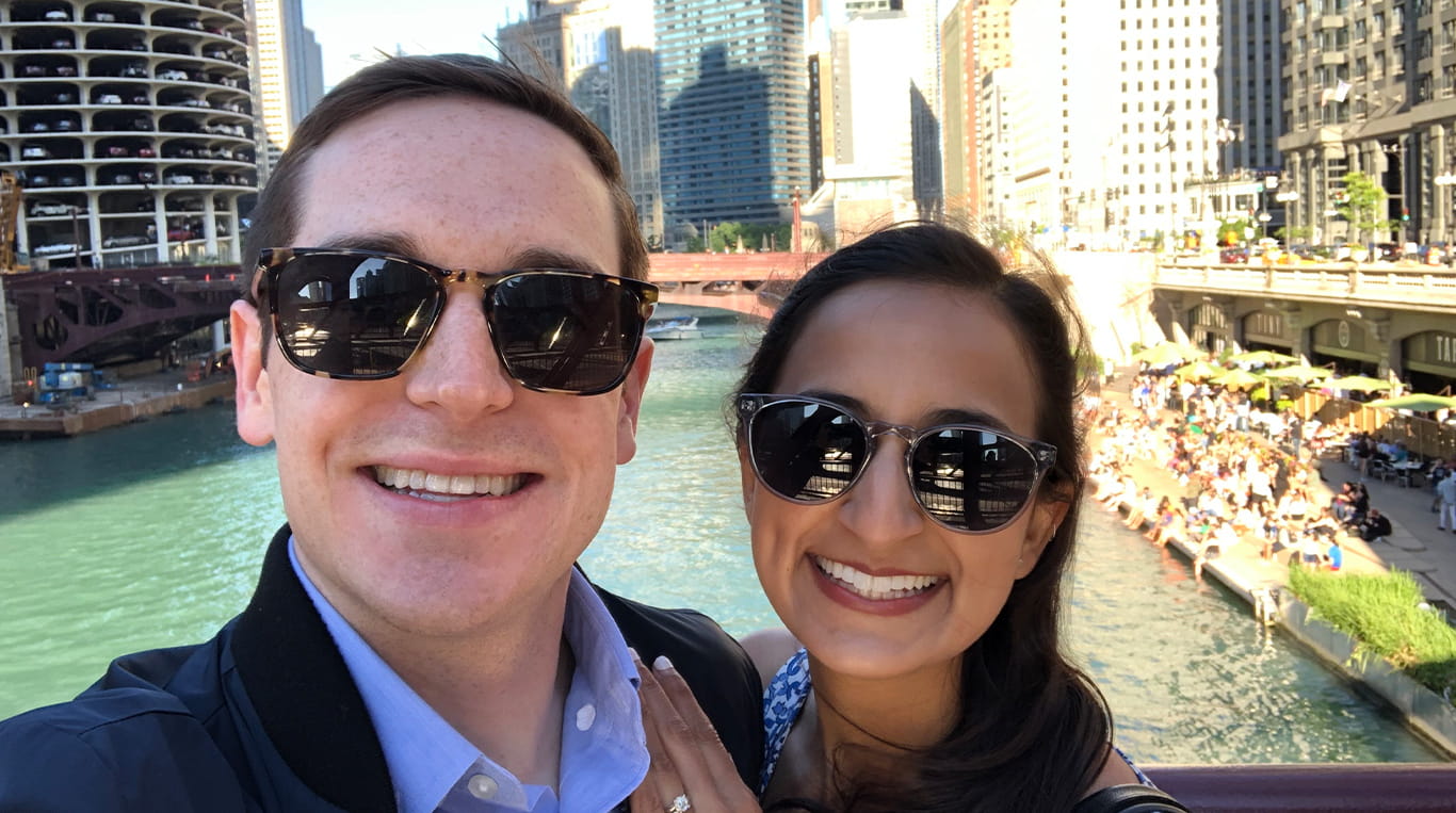 Zaynab Malik Bellows ’23 and Connor Bellows ’23 in Chicago