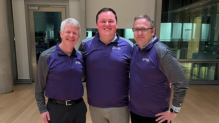Kellogg student Zach Cobb with Professors Tim Calkins and Derek Rucker 