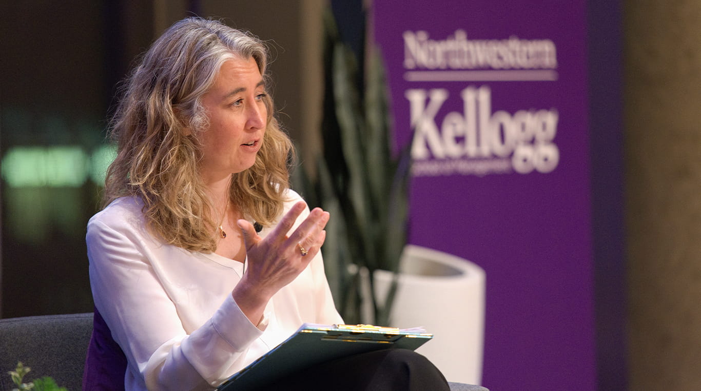 Professor Meghan Busse discussing sustainable business practices