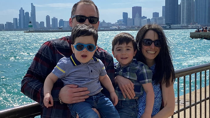 Federica Sidoti ’23, a part-time MBA candidate at Kellogg, with her family in Chicago