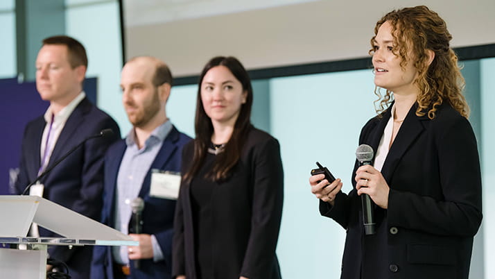 Mariel Cox ’23, Full-Time MBA student, presenting at the Kellogg Real Estate Conference