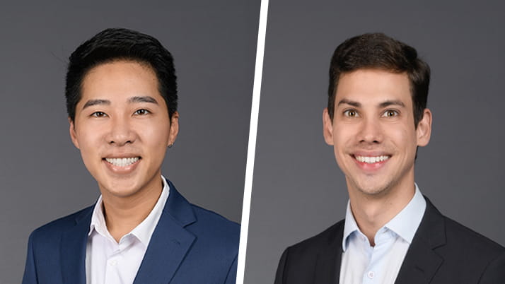 Diego Braga ’24 and Brian Liu ’24, Full-Time MBA students at Kellogg